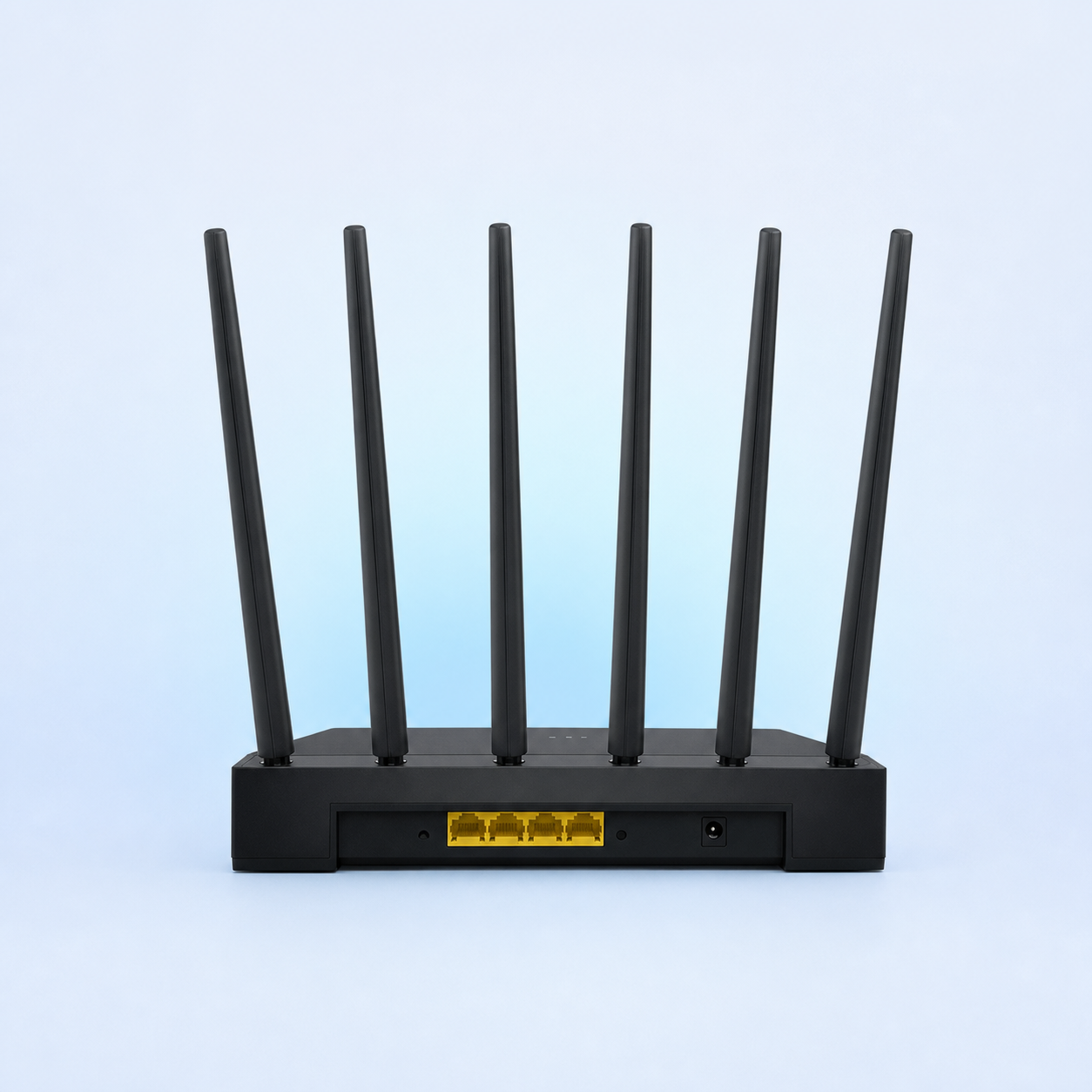 Rear view of the Techmann six-antenna Wi-Fi 6 router